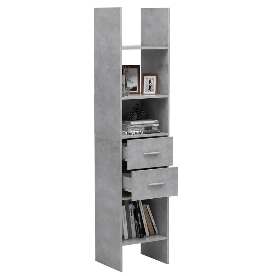 VidaXL Boekenkast 40x35x180 Cm Spaanplaat Betongrijs 6 VidaXL Boekenkast 40x35x180 Cm Spaanplaat Betongrijs - Afbeelding 4