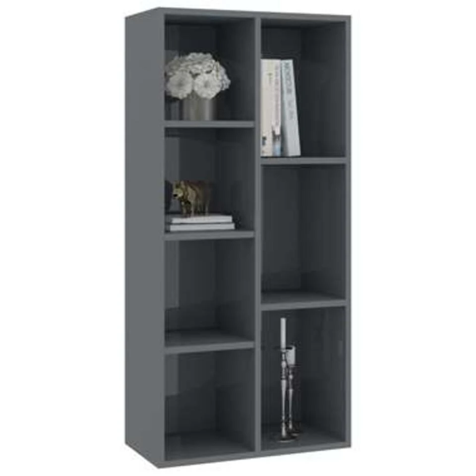 VidaXL Boekenkast 50x25x106 Cm Bewerkt Hout Hoogglans Grijs 5 VidaXL Boekenkast 50x25x106 Cm Bewerkt Hout Hoogglans Grijs - Afbeelding 3