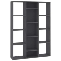 Voorkant 49 VidaXL Kamerscherm/boekenkast 100x24x140 Cm Spaanplaat Hoogglans Grijs