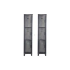 WOOOD Cas Lockerkast 3-Deurs - Metaal - Zwart - Set Van 2