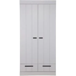 WOOOD Connect Kast 2-Deurs Met Lade - Grenen - Betongrijs - 195x94x53