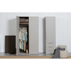 WOOOD Rens Kledingkast 2-Deurs - Noten/Grijs - 210x110x58 -RoomStyle Verkoopwinkel 1000041296 0103