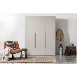 WOOOD Kledingkast 3-Deurs Rens - Noten/Grijs - 210x165x58 -RoomStyle Verkoopwinkel 1000041297 0102