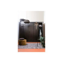 WOOOD Kast 2-Deurs Met Lade Connect - Grenen - Zwart - 195x94x53 -RoomStyle Verkoopwinkel 1000041327 0102