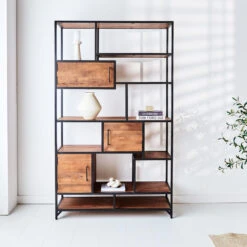 Industriële Kast Mateo 120x200 Cm - 40x120x202 Cm - Mangohout - Bruin -RoomStyle Verkoopwinkel 1000041718 0101