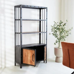 Industriële Wandkast Chase 180x100 Cm - 35x100x180 Cm - Mangohout - Bruin -RoomStyle Verkoopwinkel 1000041719 0102