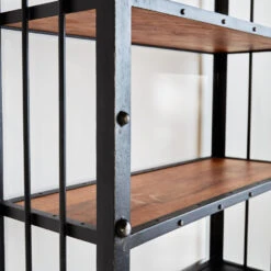 Industriële Wandkast Chase 180x100 Cm - 35x100x180 Cm - Mangohout - Bruin -RoomStyle Verkoopwinkel 1000041719 0103