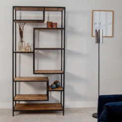 Industriële Boekenkast Phyllon Metaal Met Hout 42x92x193 Cm Mangohout 9 Industriële Boekenkast Phyllon Metaal Met Hout 42x92x193 Cm Mangohout -RoomStyle Verkoopwinkel 1000042291 0103