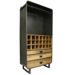 Industriële Wijnkast Yecla 200x100 - 45x100x200 Cm - Mangohout - Bruin