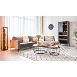 Industriële Wijnkast Nero - 42x72x183 Cm - Mangohout - Bruin -RoomStyle Verkoopwinkel 1000042293 0102