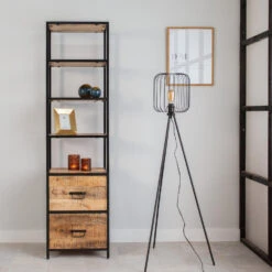 Industriële Boekenkast Warren - 35x50x188 Cm - Mangohout - Bruin -RoomStyle Verkoopwinkel 1000042295 0103