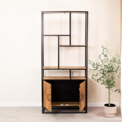 Industriële Boekenkast Legacy - 35x84x188 Cm - Mangohout - Bruin -RoomStyle Verkoopwinkel 1000042298 0103