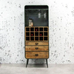 Industriële Wijnkast Yecla 180x70 Cm - 45x70x180 Cm - Mangohout - Bruin -RoomStyle Verkoopwinkel 1000042301 0102