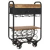 Industriële Wijn Trolley Taylor - 30x60x95 Cm - Mangohout - Bruin -RoomStyle Verkoopwinkel 1000042310