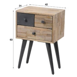 Giga Meubel Ladekast 2+1 Laden - Teakhout - Naturel - 31x42x63cm -RoomStyle Verkoopwinkel 1000051992 0103