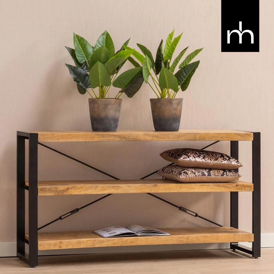 Boekenkast Minneapolis 150cm Laag - Mangohout - Bruin - Rechthoekig 4 Boekenkast Minneapolis 150cm Laag - Mangohout - Bruin - Rechthoekig - Afbeelding 2