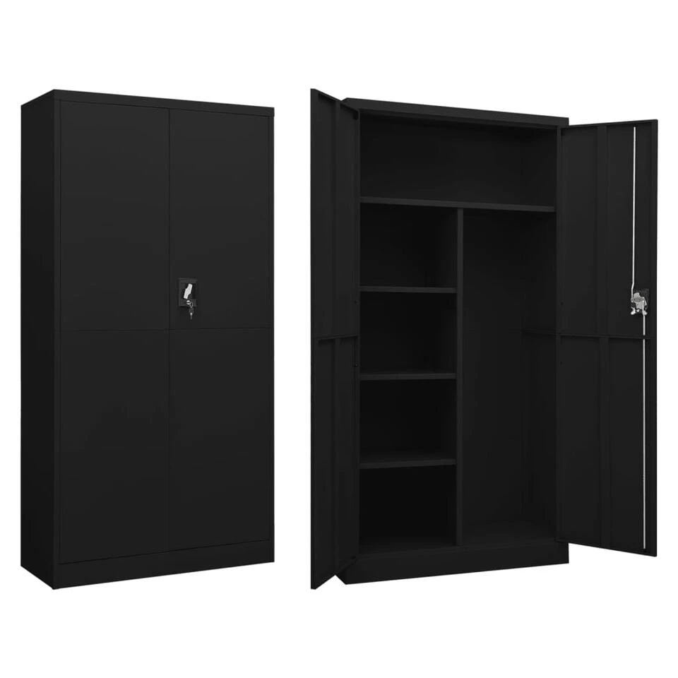 VidaXL Lockerkast 90x40x180 Cm Staal Zwart 2 VidaXL Lockerkast 90x40x180 Cm Staal Zwart