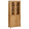 VidaXL Boekenkast Met 4 Deuren 80x35x180 Cm Massief Eikenhout En Glas -RoomStyle Verkoopwinkel 1000055923