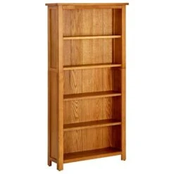 VidaXL Boekenkast Met 5 Schappen 70x22x140 Cm Massief Eikenhout