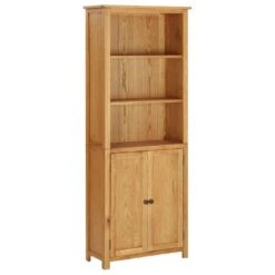 VidaXL Boekenkast Met 2 Deuren 70x30x180 Cm Massief Eikenhout