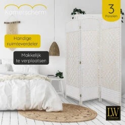 LW Collection Kamerscherm 3 Panelen Wit 170X120CM - Paravent - Scheidingswand -RoomStyle Verkoopwinkel 1000061453 0102