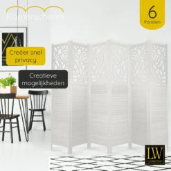 LW Collection Kamerscherm 6 Panelen Wit 170X240CM - Paravent - Scheidingswand -RoomStyle Verkoopwinkel 1000061454 0103