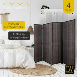 LW Collection Kamerscherm 4 Panelen Bamboe 170x160cm - Paravent - Scheidingswand 8 LW Collection Kamerscherm 4 Panelen Bamboe 170x160cm - Paravent - Scheidingswand -RoomStyle Verkoopwinkel 1000061455 0102