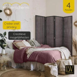 LW Collection Kamerscherm 4 Panelen Bamboe 170x160cm - Paravent - Scheidingswand 9 LW Collection Kamerscherm 4 Panelen Bamboe 170x160cm - Paravent - Scheidingswand -RoomStyle Verkoopwinkel 1000061455 0103