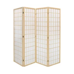 LW Collection Kamerscherm 4 Panelen Beige 170x160cm - Paravent - Scheidingswand