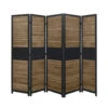 LW Collection Kamerscherm 5 Panelen Zwart Bruin Hout 170x200cm - Paravent - Sche -RoomStyle Verkoopwinkel 1000061477