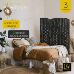 LW Collection Kamerscherm 3 Panelen Zwart 170X120CM - Paravent - Scheidingswand -RoomStyle Verkoopwinkel 1000061478 0103