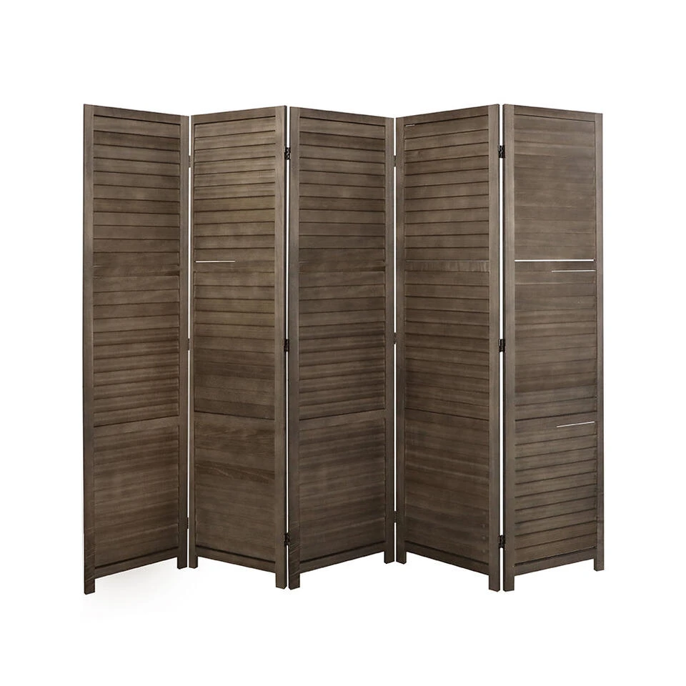 LW Collection Kamerscherm 5 Panelen Donkerbruin Hout 170X200CM - Paravent - Sche 3 LW Collection Kamerscherm 5 Panelen Donkerbruin Hout 170X200CM - Paravent - Sche