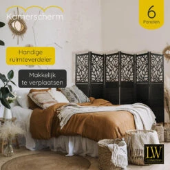 LW Collection Kamerscherm 6 Panelen Zwart 170X240CM - Paravent - Scheidingswand 8 LW Collection Kamerscherm 6 Panelen Zwart 170X240CM - Paravent - Scheidingswand -RoomStyle Verkoopwinkel 1000061494 0102