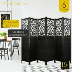 LW Collection Kamerscherm 6 Panelen Zwart 170X240CM - Paravent - Scheidingswand 9 LW Collection Kamerscherm 6 Panelen Zwart 170X240CM - Paravent - Scheidingswand -RoomStyle Verkoopwinkel 1000061494 0103