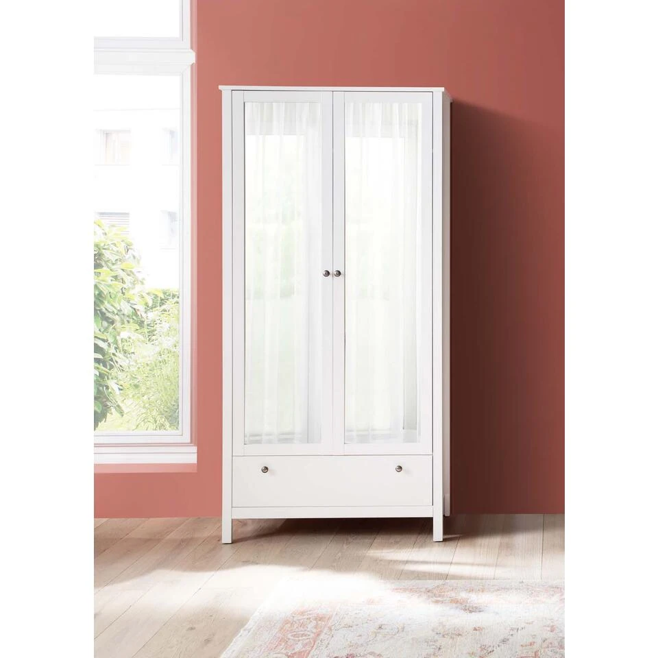 Hioshop Kledingkast Orla Mdf - 2 Deur - Wit 4 Hioshop Kledingkast Orla Mdf - 2 Deur - Wit - Afbeelding 2