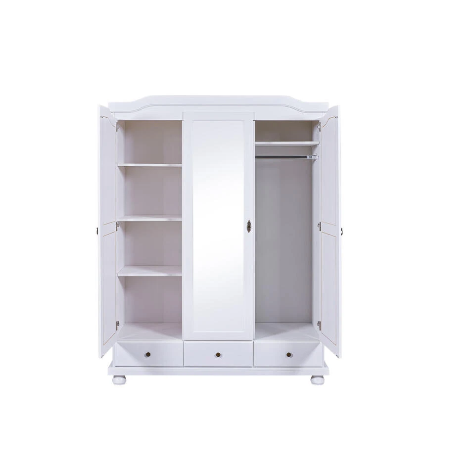 Hioshop Kledingkast Kapco Hout - Wit 4 Hioshop Kledingkast Kapco Hout - Wit - Afbeelding 2