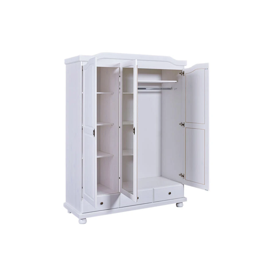 Hioshop Kledingkast Kapco Hout - Wit 5 Hioshop Kledingkast Kapco Hout - Wit - Afbeelding 3