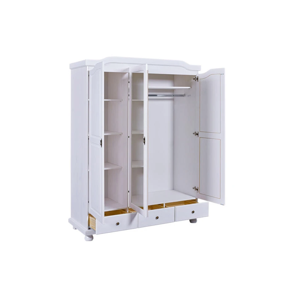 Hioshop Kledingkast Kapco Hout - Wit 6 Hioshop Kledingkast Kapco Hout - Wit - Afbeelding 4