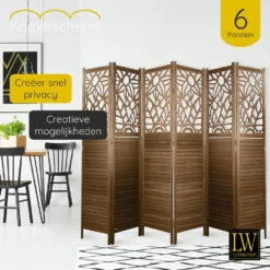 LW Collection Kamerscherm 6 Panelen Bruin 170X240CM - Paravent - Scheidingswand -RoomStyle Verkoopwinkel 1000063038 0103