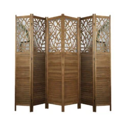 LW Collection Kamerscherm 6 Panelen Bruin 170X240CM - Paravent - Scheidingswand