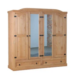 Hioshop Kledingkast New Mexico 4-deurs - Naturel