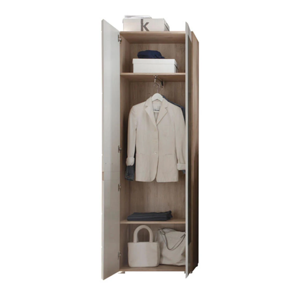 Hioshop Kledingkast Seto Mdf - 2 Deurs - Eiken 4 Hioshop Kledingkast Seto Mdf - 2 Deurs - Eiken - Afbeelding 2