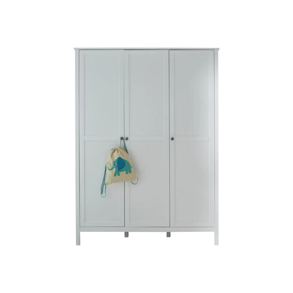 Hioshop Kledingkast Ory Mdf - 3 Deurs - Wit 3 Hioshop Kledingkast Ory Mdf - 3 Deurs - Wit
