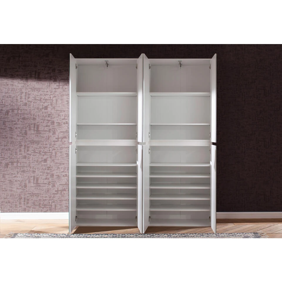 Hioshop Kledingkast Minor Mdf - 8 Deuren - Wit 4 Hioshop Kledingkast Minor Mdf - 8 Deuren - Wit - Afbeelding 2