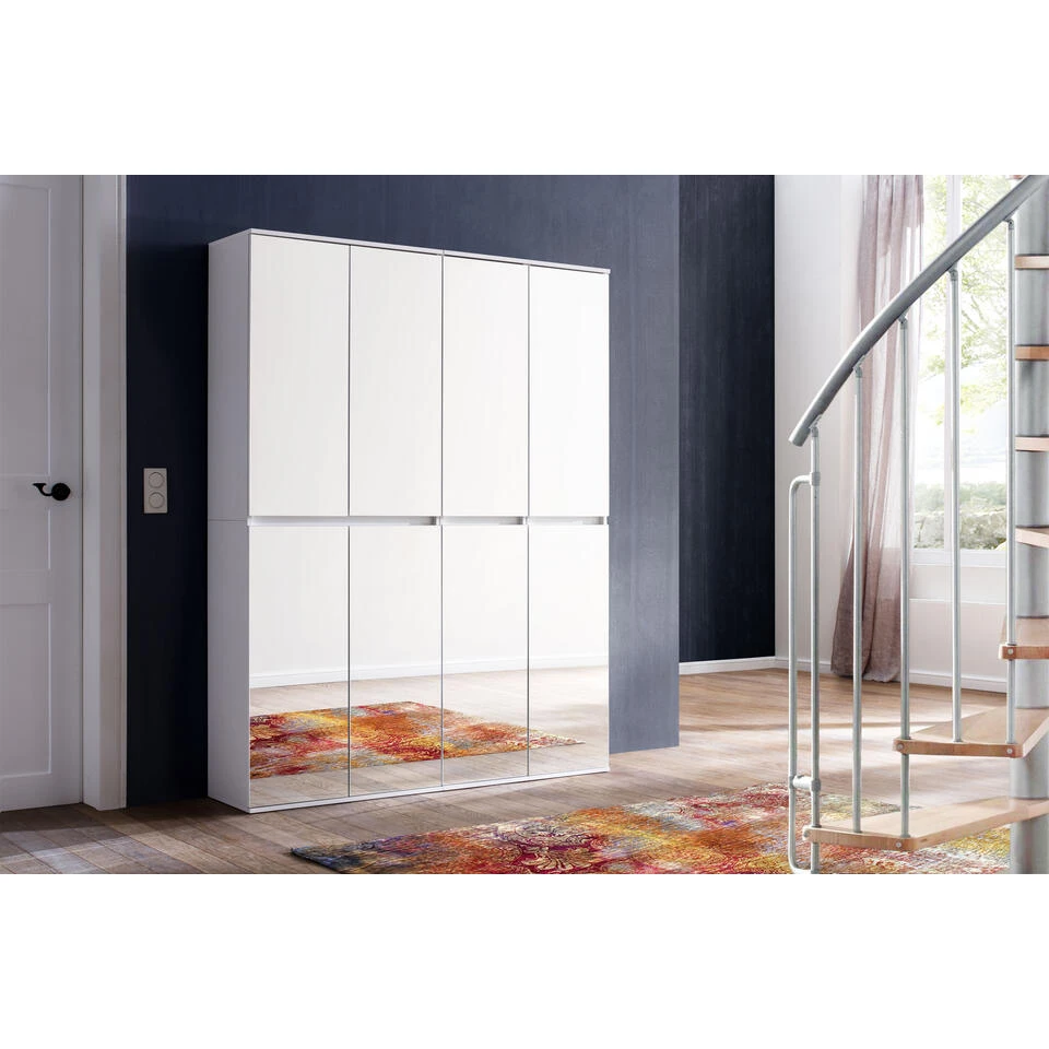 Hioshop Kledingkast Minor Mdf - 8 Deuren - Wit 6 Hioshop Kledingkast Minor Mdf - 8 Deuren - Wit - Afbeelding 4