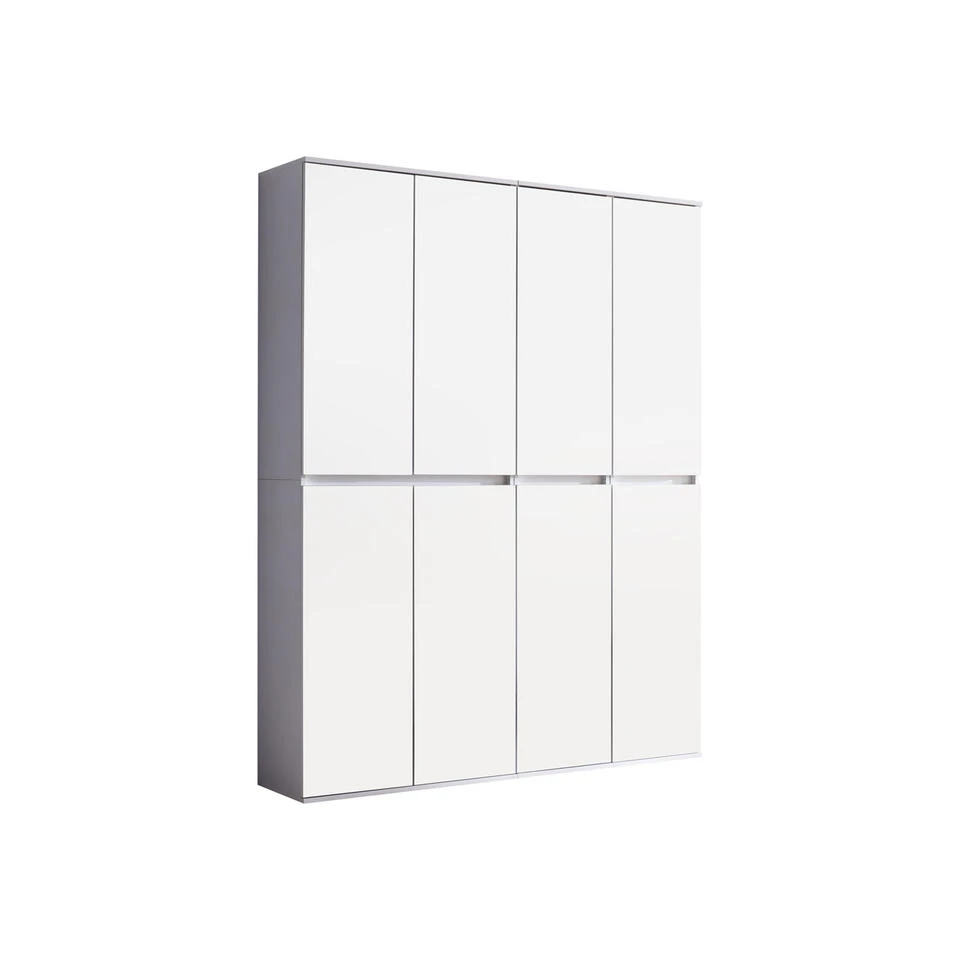 Hioshop Kledingkast Minor Mdf - 8 Deuren - Wit 3 Hioshop Kledingkast Minor Mdf - 8 Deuren - Wit