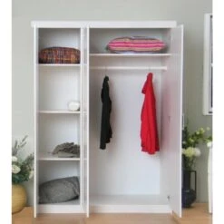 Hioshop Kledingkast Oslo Hout - 3 Deurs Wit 8 Hioshop Kledingkast Oslo Hout - 3 Deurs Wit -RoomStyle Verkoopwinkel 1000064497 0110