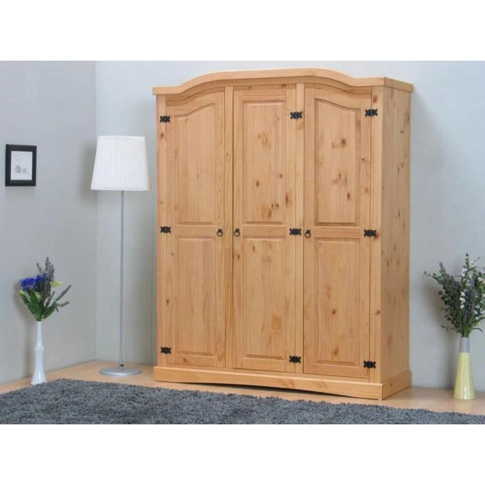 Hioshop Kledingkast New Mexico 3-deurs - Wit 4 Hioshop Kledingkast New Mexico 3-deurs - Wit - Afbeelding 2