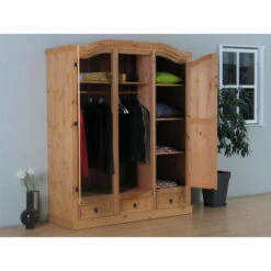 Hioshop Kledingkast New Mexico 3-deurs - Naturel -RoomStyle Verkoopwinkel 1000064503 0110