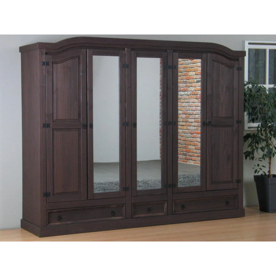 Hioshop Kledingkast New Mexico 5-deurs - Naturel 4 Hioshop Kledingkast New Mexico 5-deurs - Naturel - Afbeelding 2